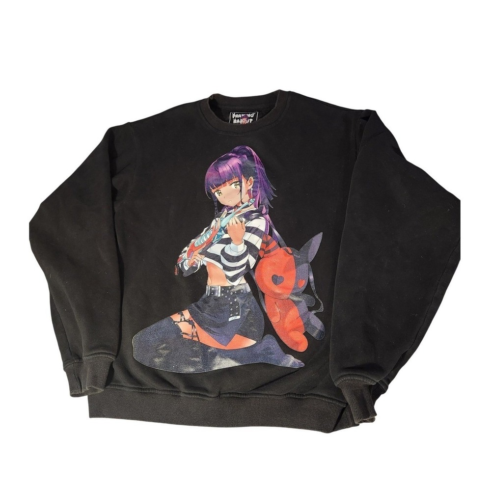 Praying Rabbit Sweatshirt Mens Medium Anime Girl Graphic Limited Drop Streetwear